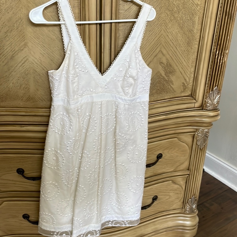 Lilly Pulitzer white gauze swirl dot dress 8